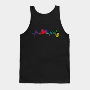 Shih tzu  Colorful Heartbeat, Heart & Dog Paw Tank Top